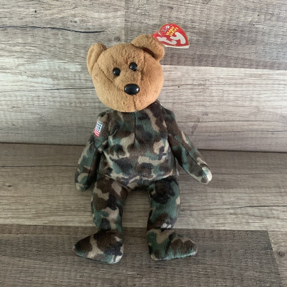 HERO Ty Beanie Military Brown Bear Camouflage 8" plush